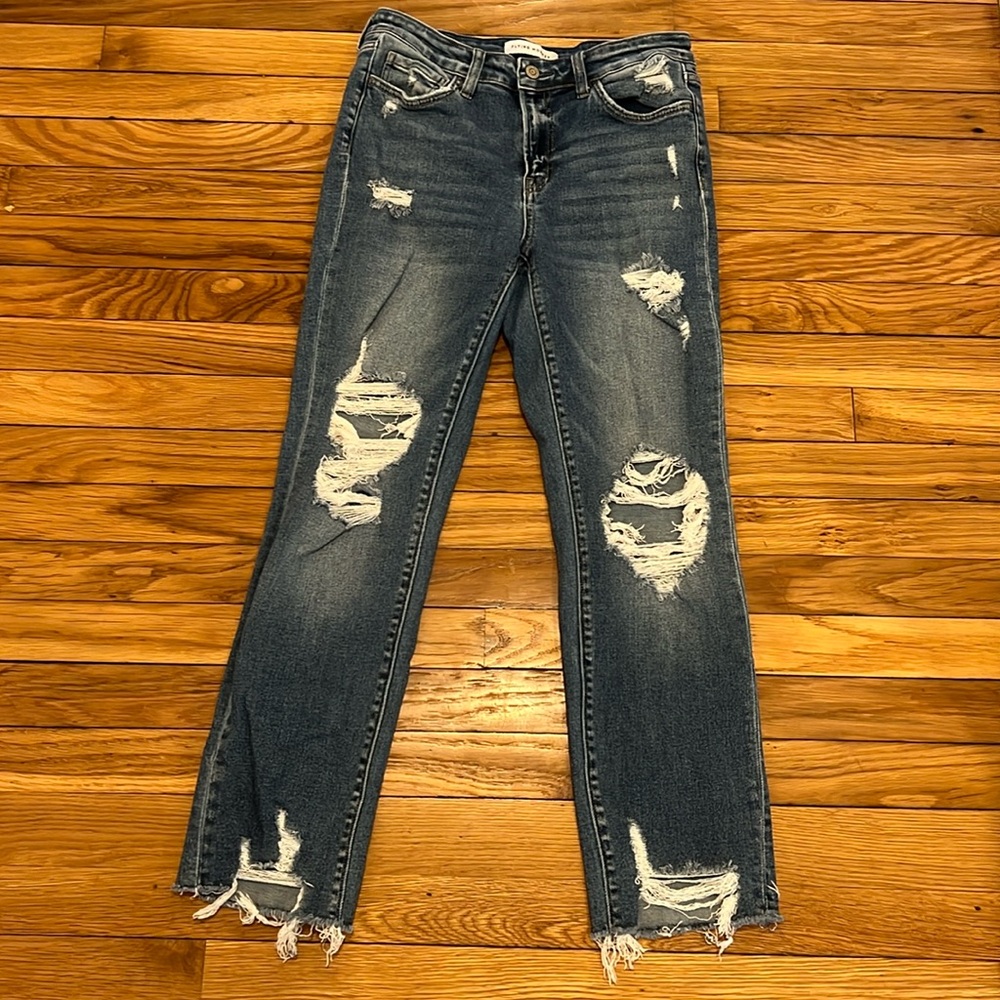 Flying monkey distressed high waisted skinny jeans
